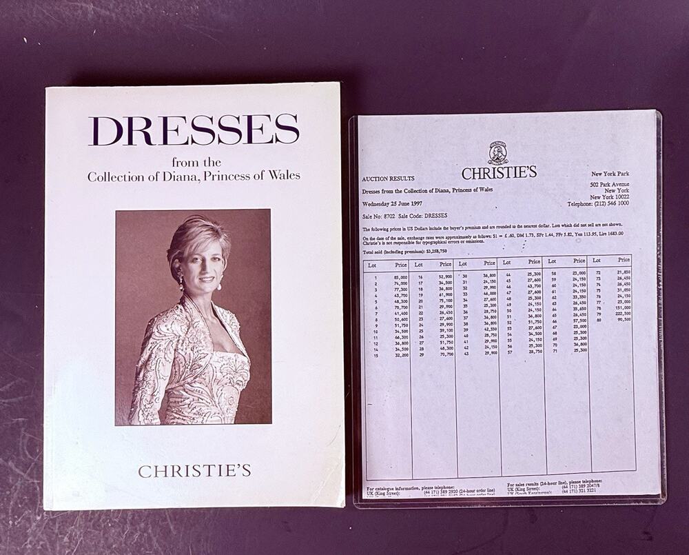 RARE Diana Princess of Wales Dresses Christie’s 1997 Catalogue & Auction Results